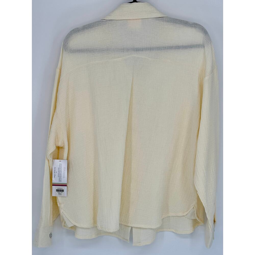 Club Social  Gauze Button Shirt Long Sleeve  NWT Size M - Picture 2 of 6